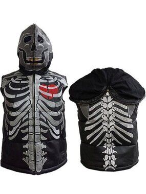 🔥KILLER DESING🔥Skeleton Bones Jenuine Leather Puffer Vest